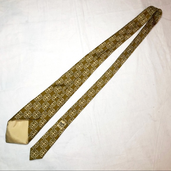 Tan Cream Hermès Paris Silk Vintage Men’s Tie - Picture 2 of 11